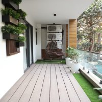 Luxury Balcony with Wooden Flooring & Custom Backdrop