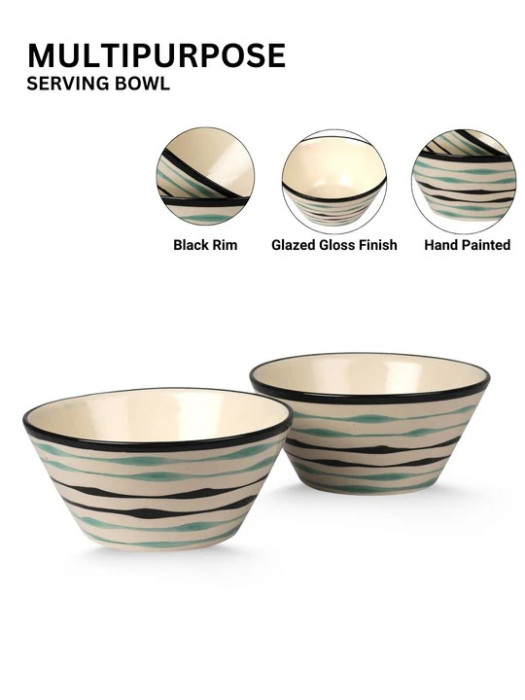Ethereal Ivory Ceramic Large Taper Bowls (Set of 2) image 2